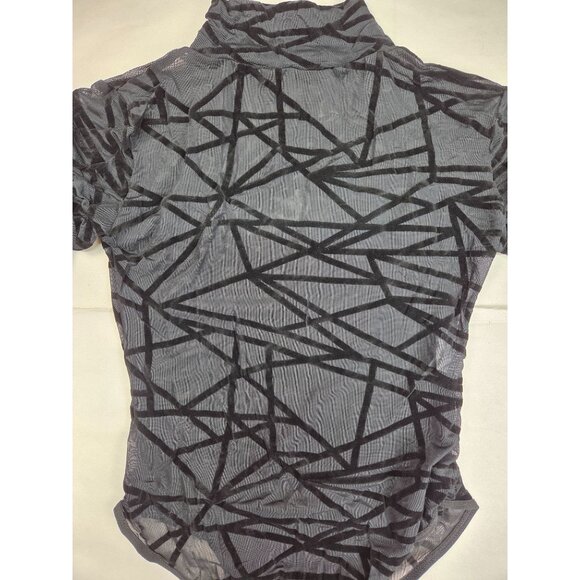 Sassy Black Mesh Bodysuit Small Size S Polyester Spandex - Picture 2 of 8